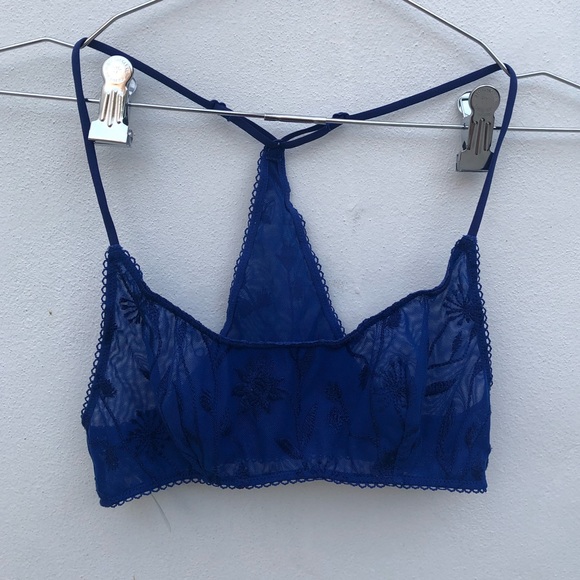 Free People Other - Free People Royal Blue Sheer Lace Floral Bralette